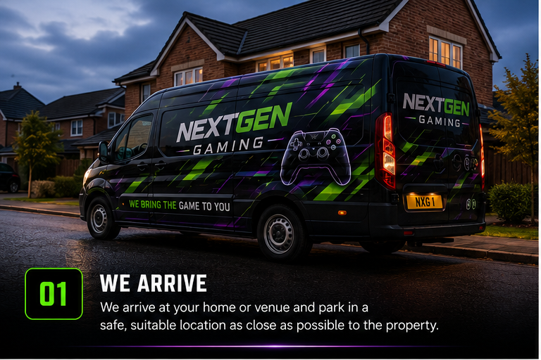 NextGen Gaming van parked safely outside a family home